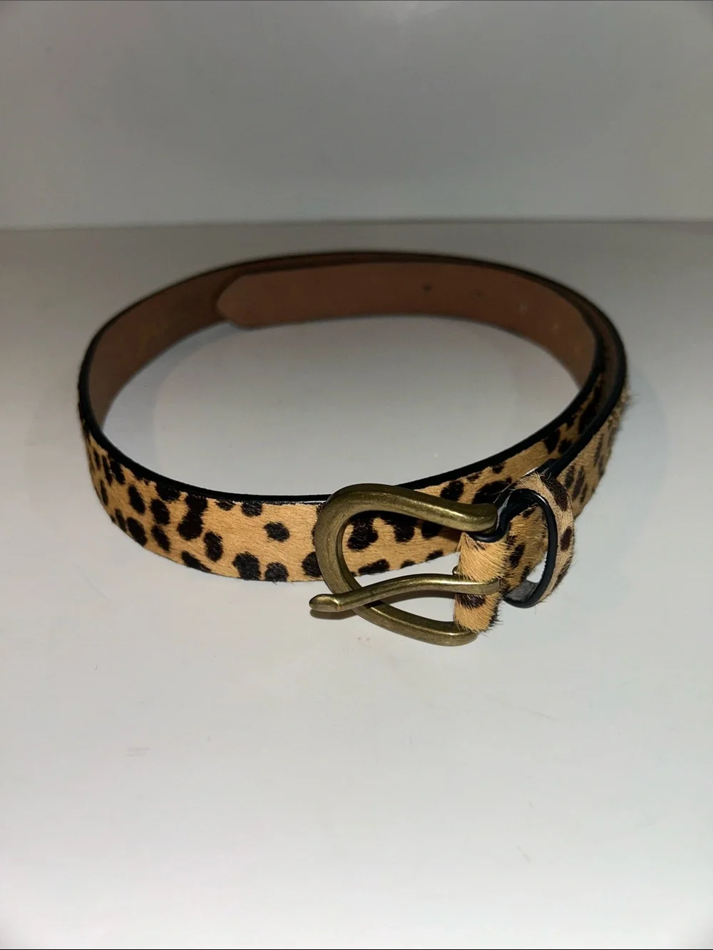 JCrew Calf Hair Belt in Leopard Print